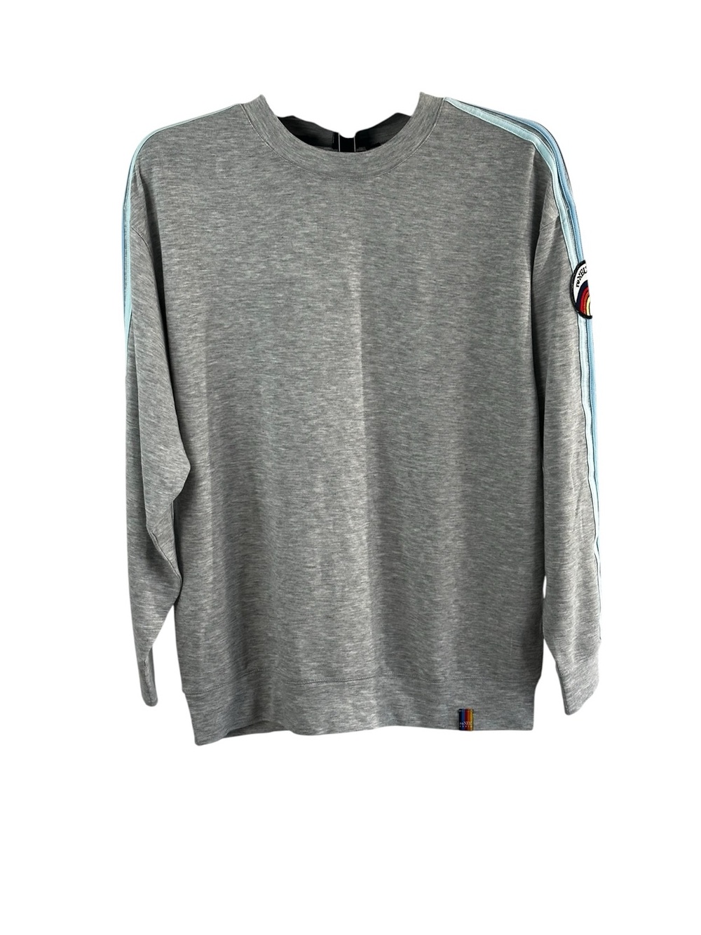 Rendí Earth Gray Rainbow Stripe Crewneck Sweatshirt M Streetwear Top NWOT